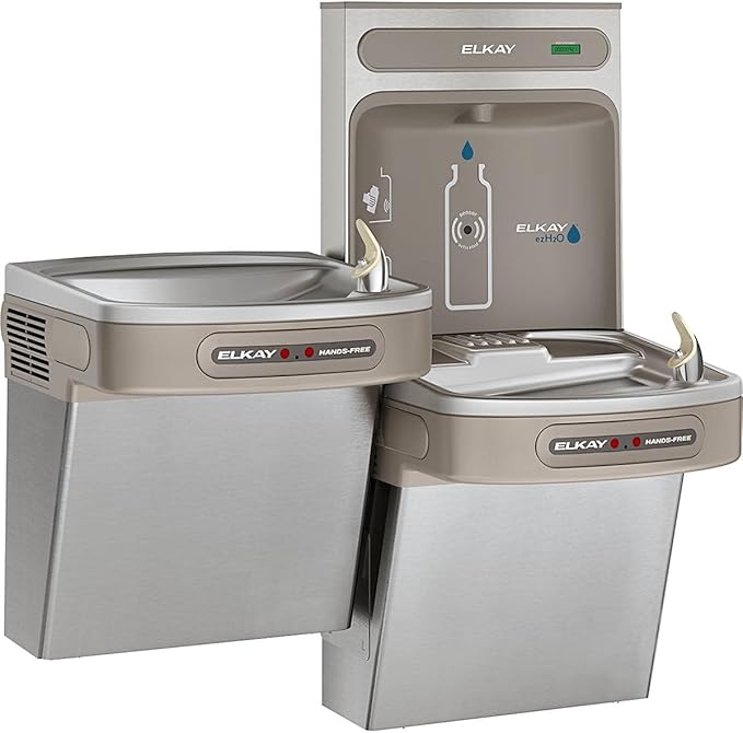 Elkay EZH2O Bottle Filling Station with Bi-Level ADA Cooler Dual Hands Free Activation Refrigerated Stainless