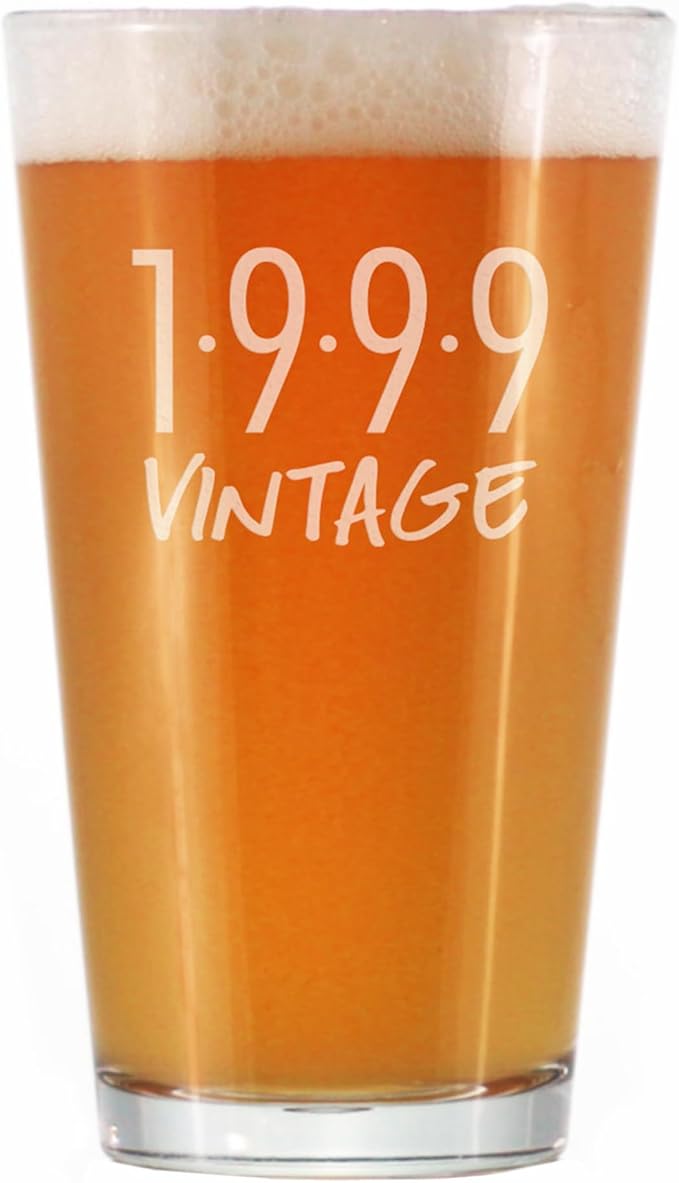 Bevvee Vintage 1999 Pint Glass for Beer - 27th Birthday Gifts for Men or Women Turning 27 - Fun Bday Party Decor - 16 oz