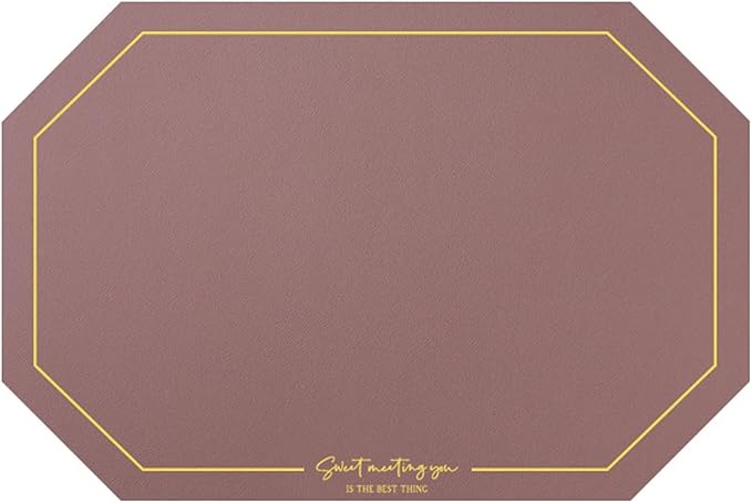 Elegant Octagon PU Table Placemats Pack of 1/4/6/10 Kitchen Dining Table Mat Non-Slip Countertop Protector Pads Taupe(Octagon Taupe,45x30cm 1pcs)