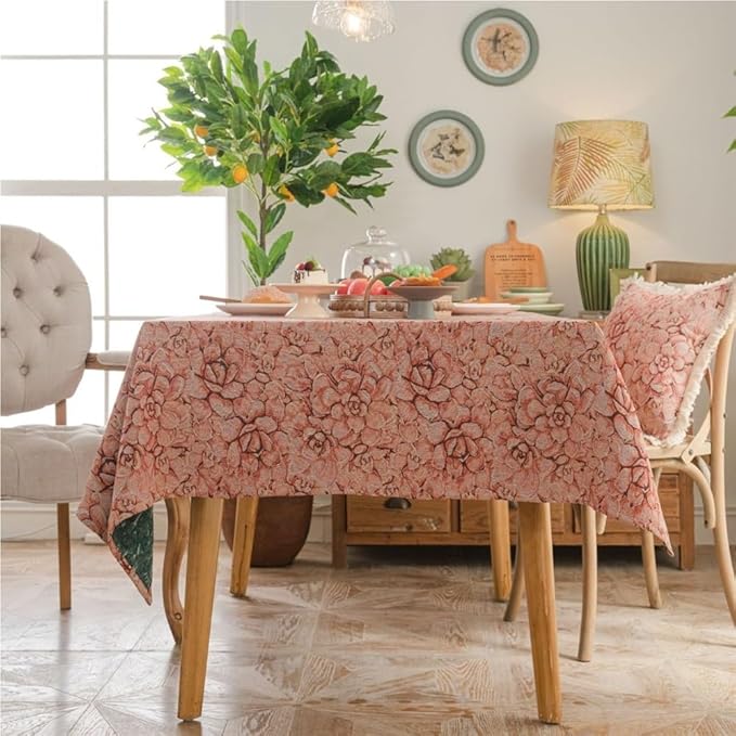Rectangular Tablecloth Jacquard Geometric Ethnic Style Tablecloth Thick Tablecloth Suitable for Restaurant Camping(Style5,140 * 180cm)