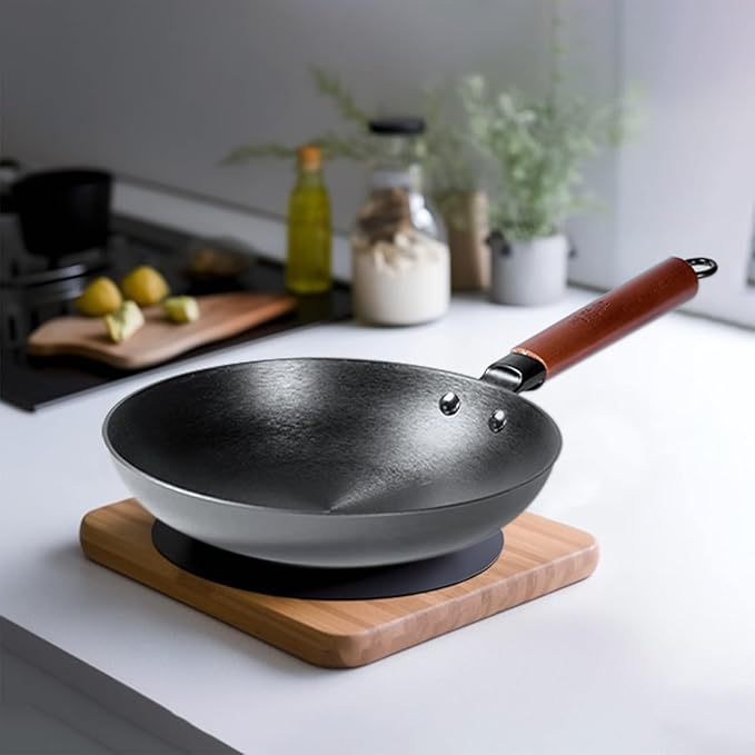 WANGYUANJI Cast Iron Skillets,10" Frying Pan No Coating Durable Egg Omelet Skillet, Steak Skillet Fast Heating Chef Cooking Pan for All Cooktops-Cast Iron Pan (Black)