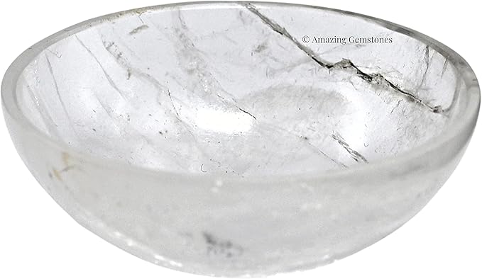 Clear Quartz Crystal Bowl - 2 Inch Decorative Bowls for Room and Home Decor - Gemstone Healing Crystals for Elegant Display, Positive Energy Balance and Gift