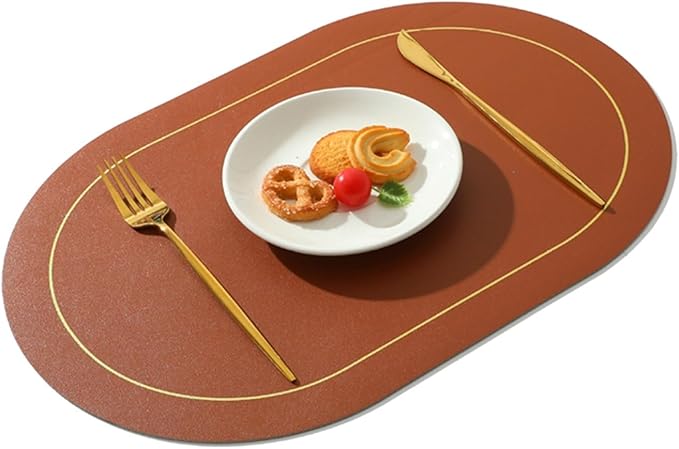 Nordic Style Leather Western Table Mat PVC Oil-Proof Table Mat Hotel Home Dining Plate Mat Non-Slip Heat Insulation Pad(Black B)