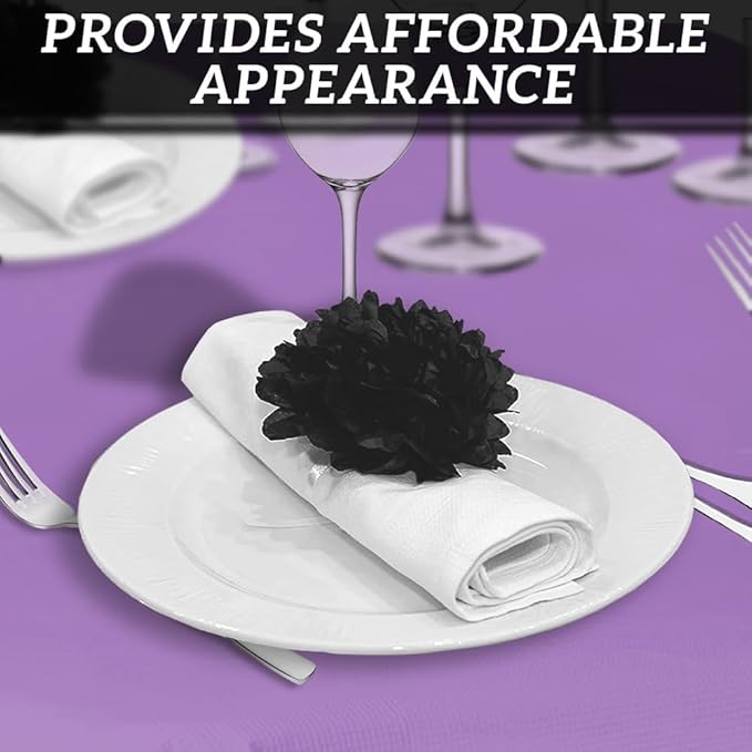 PARTY BARGAINS Disposable Table Covers, 54 x 108 Inch, Purple, 3-Ply Paper & Plastic Spill-Resistant Party Tablecloths, 5 Pack