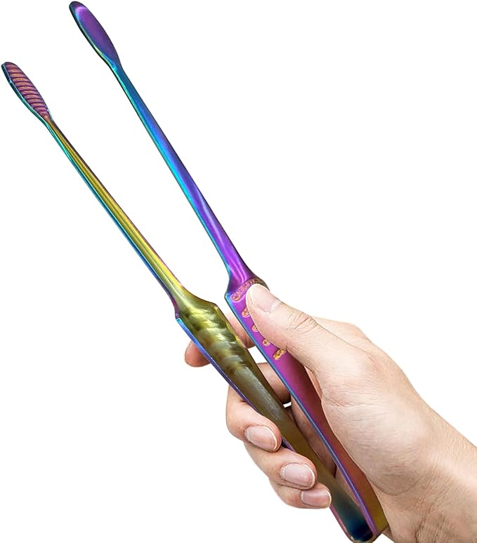 JETKONG Stainless Steel Kitchen Tongs, Serving Tongs for Cooking, 10.6" Metal Food Tongs with Non-Slip Comfort Grip, Non-Stick Cooking Tongs Heat Resistant BBQ Tong Grill Tong (Rainbow)