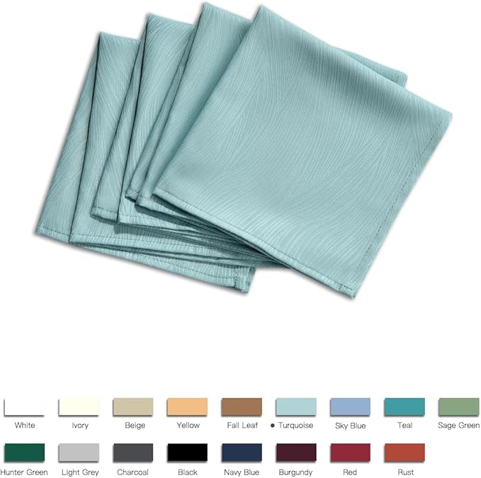 maxmill Jacquard Cloth Napkins 20 x 20 Inch with Hemmed Edges Swirl Pattern Soft Comfortable and Luxury Serviette for Family Dinners Weddings Parties and Banquets Set of 4 Turquoise