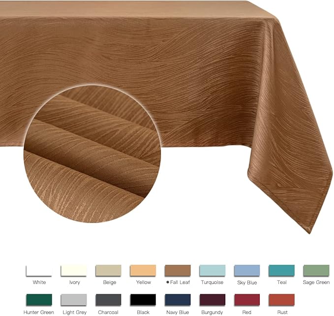 maxmill Fall Tablecloth Swirl Design Spillproof Wrinkle Free Heavy Weight Soft Table Cloth Decorative Fabric Table Cover for Harvest Celebration Thanksgiving Dinner Rectangle 52 x 70 Inch, Fall Leaf