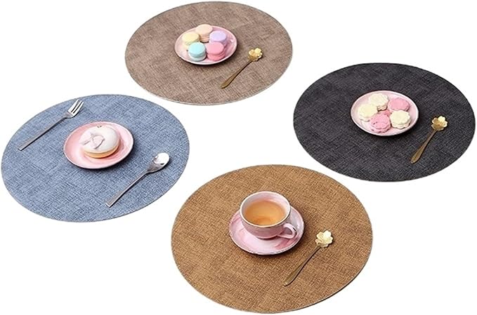 Double Sided Texture Leather Placemat Tableware Pad Oil Water Heat Insulation Non-Slip Tablemat for Kitchen Washable(Blue)