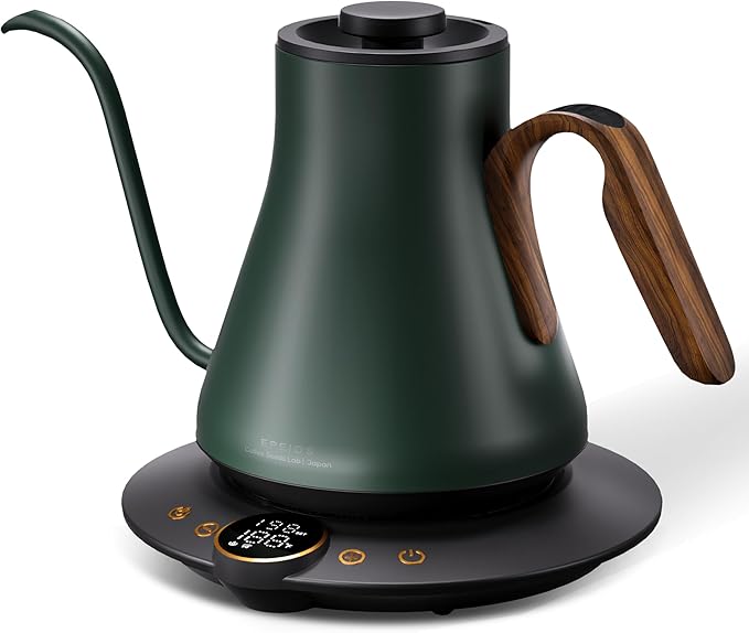 Cocinare FLOW B9 Gooseneck Electric Kettle, Precise Temperature Control for Pour-Over Coffee & Tea Brewing, Stainless Steel Interior, Rapid Heating for Boiling Water 0.9L (Delacroix Green)