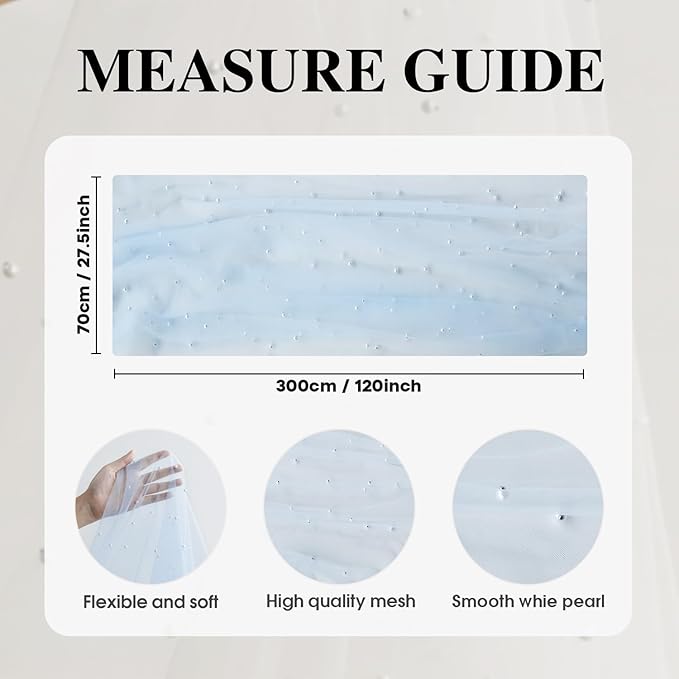 Artoid Mode 6PCS Pearl Blue Gauze Table Runner 120 Inch 10FT, Seasonal Sheer Dining Holiday Wedding Birthday Baby Shower Table Decor for Home Party