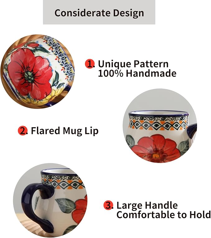 ALMA 12oz Handpainted Coffee Mug-Microwavable,Ceramic Sunflower Mug for Coffee/Tea lovers(Sunflower,Medium)