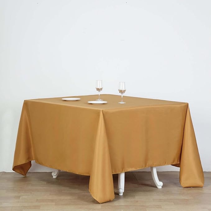 Efavormart 90" Gold Wholesale Linens Polyester Square Linen Tablecloth for Kitchen Dining Catering Wedding Birthday Party Events