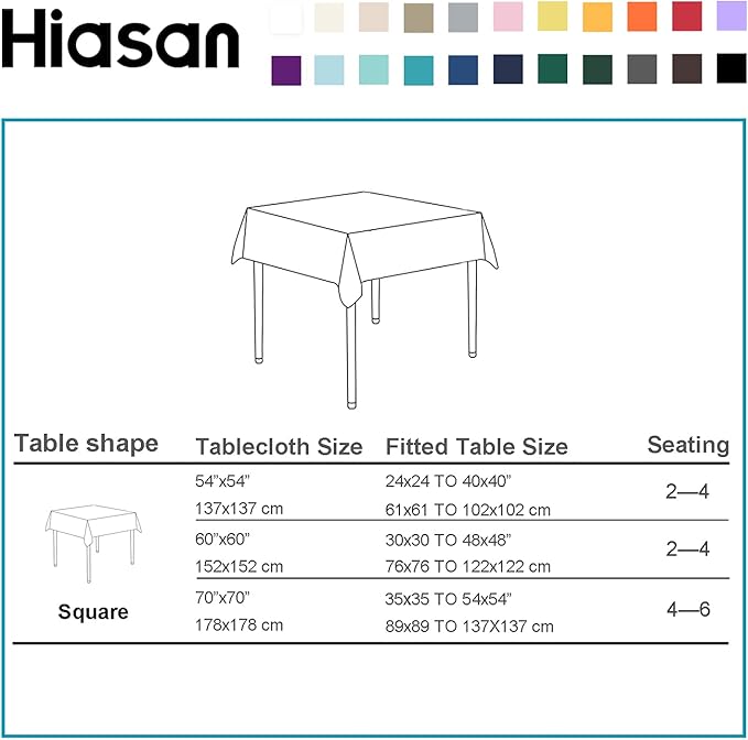 Hiasan Burgundy Tablecloth for Square Tables - Waterproof and Spillproof Washable Fabric Table Cloth for Dining Room Kitchen Party, 60 x 60 Inch