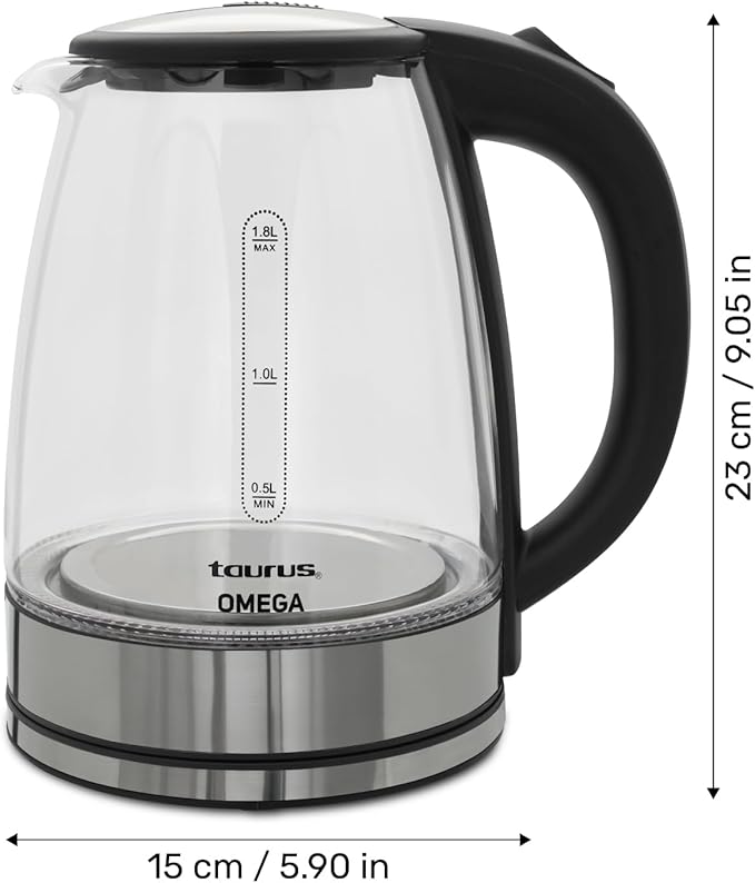 Taurus Cordless Electric Kettle – 1.7L Stainless Steel Hot Water Boiler | Fast Boil, 360° Swivel Base, Auto Shut-Off, BPA-Free – Modern & Portable Design for Tea, Coffee, Instant Meals