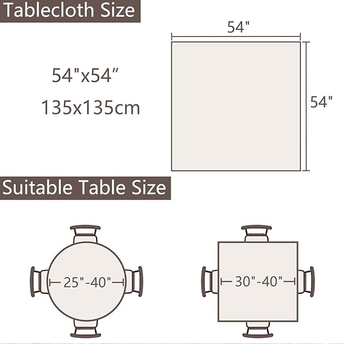 SIELUNO Rectangle Table Cloth Rustic Farmhouse Tablecloth Heavy Duty Cotton Linen Waterproof Wrinkle Free Table Cloths for Kitchen and Dining Room-Hollow Light Coffee-Square, 54"x54", 4 Seats