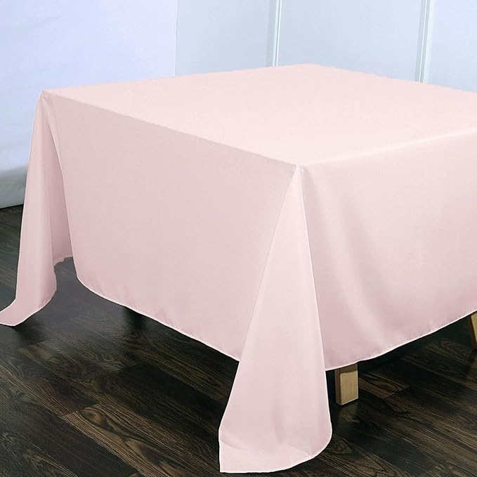 Efavormart 70" Premium Square Polyester Tablecloth for Wedding Kitchen Dining Events - Blush | Rose Gold