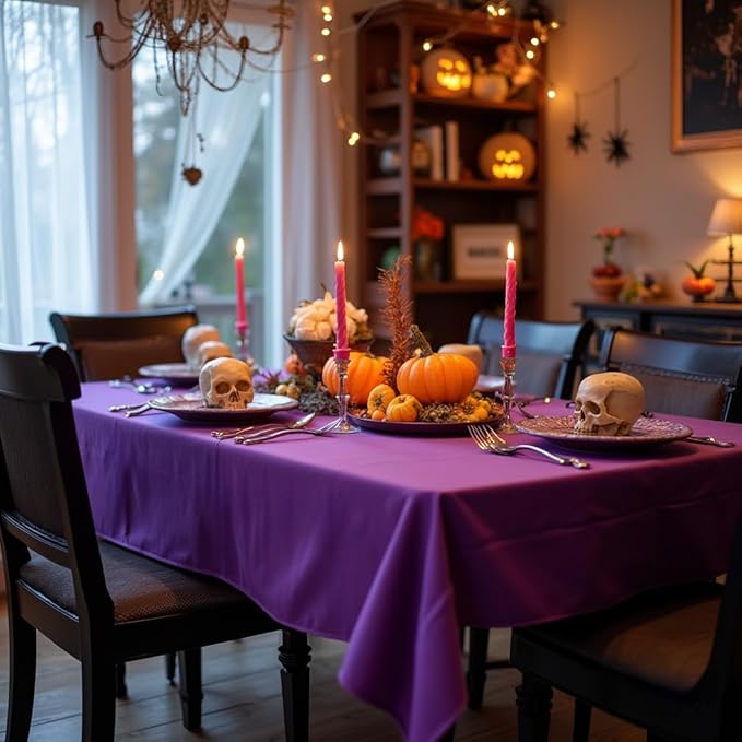 sancua Rectangle Tablecloth - 70 x 120 Inch - Stain and Wrinkle Resistant Washable Polyester Table Cloth, Decorative Fabric Table Cover for Dining Tables, Buffet Parties and Camping, Purple