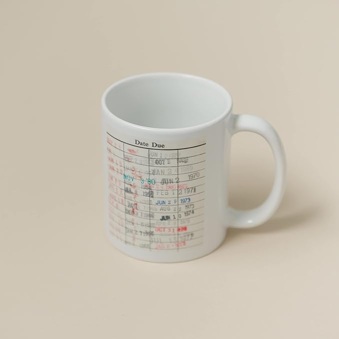 Joyful Moose Library Due Date Card Coffee Mug - Gift for readers, librarians