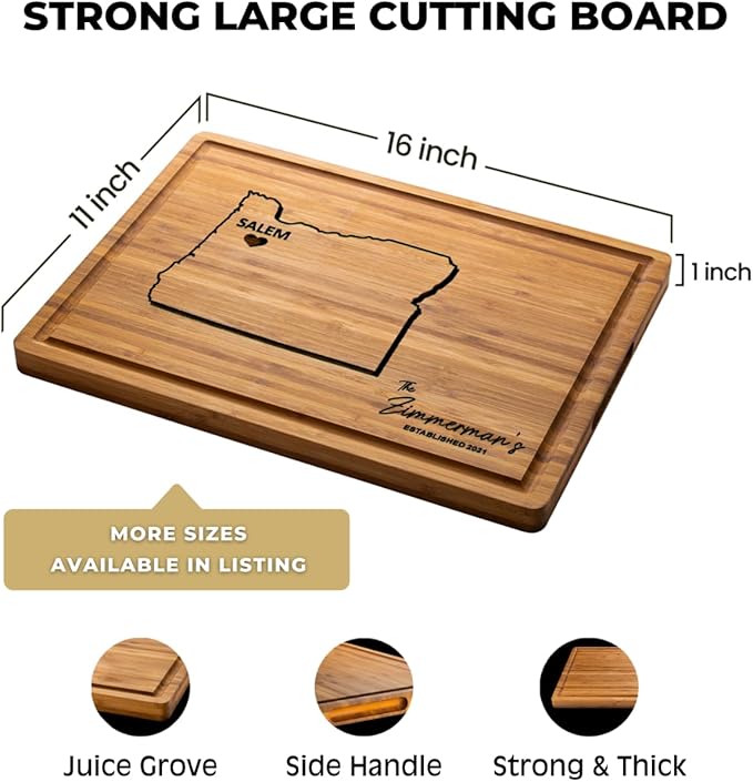 Oregon Cutting Board, Bamboo Destination Gifts, Wooden States Gifts, State Shaped Charcuterie Boards, Map US Art Gifts