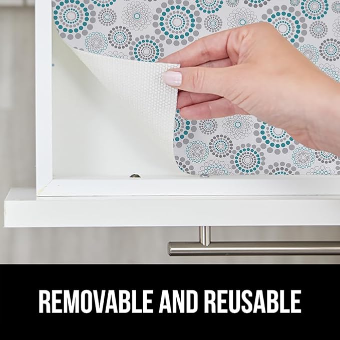 GORILLA GRIP DripGuard Shelf Liner, Non Adhesive Drawer and Kitchen Cabinet Protector, 24x240 Inch, Slip Resistant BPA Free Smooth Surface Plastic Liners for Cabinets, Bathrooms, Closets, Spiral