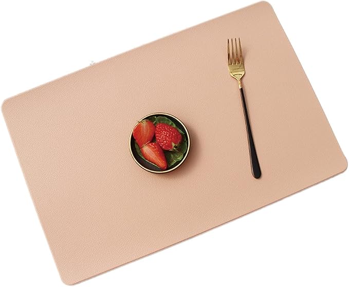 Faux Leather Placemats Set of 1/4/6 Washable Place Mats Indoor Waterproof Table Home Kitchen Dining Mat Green(YB Pink,45x30cm 6pcs)