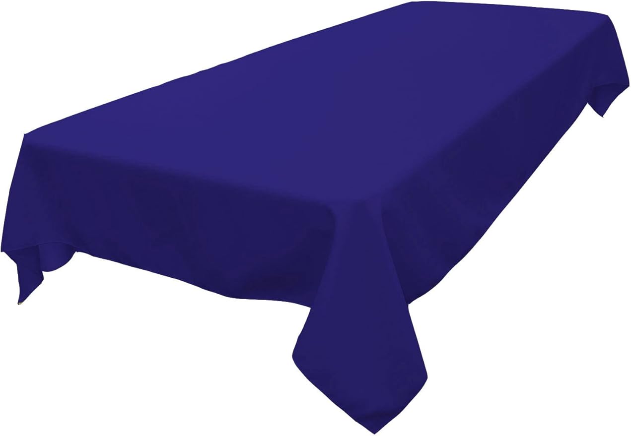 LA Linen Polyester Poplin Washable Rectangular Tablecloth, Stain and Wrinkle Resistant Table Cover 60x84, Fabric Table Cloth for Dinning, Kitchen, Party, Holiday 60 by 84-Inch, Royal Blue