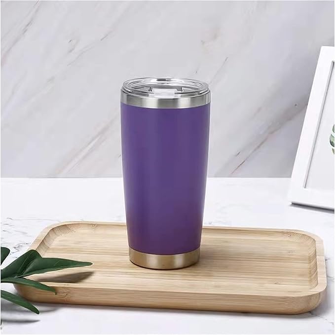 Travel Mug Ice Cup 20 OZ Colourful Tumbler 304 Stainless Steel Double Wall Vacuum Insulated Coffee Mug Wide Mouth Metal Bottle(Pureple)