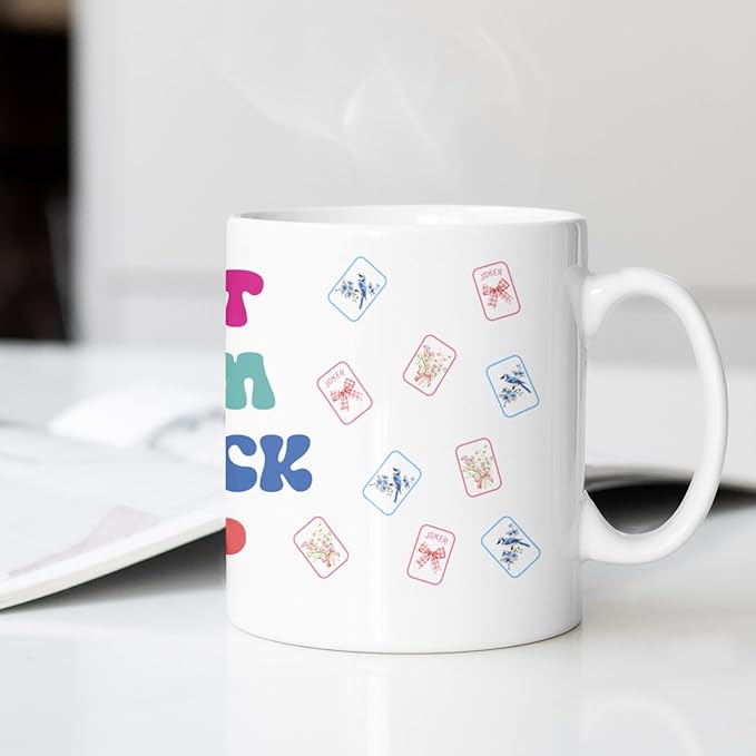 Trendy Funny Mahjong Mug, Mahjong Gifts for Women Coffee Cup Ceramic, Mah Jong Accessories Gifts, Dot Bam Crack Sip Ceramic Coffee Tea Mug 11 oz