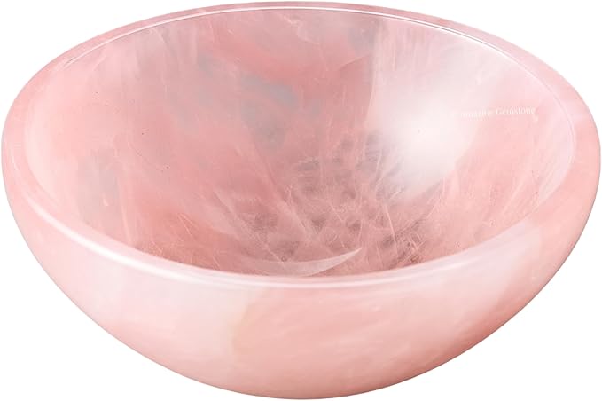 Rose Quartz Crystal Bowl - 3 Inch Decorative Bowls for Room and Home Decor - Gemstone Healing Crystals for Elegant Display, Positive Energy Balance and Gift
