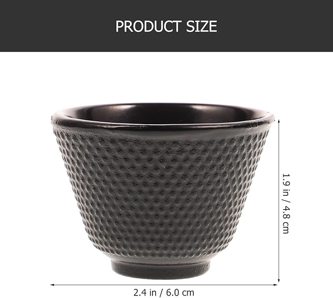 Angoily 2pcs Japanese Tea Cup Black Cups Japanese Cast Iron Tea Set Chinese Retro Kung Fu Teacup Handcraft Mugs Set for Households, Offices