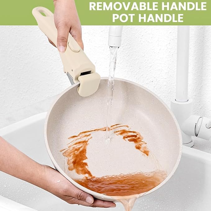 Universal Pan Handle Removable Detachable Handle Pots and Pans Handle Replacement Fits All Cookware Durable (White)