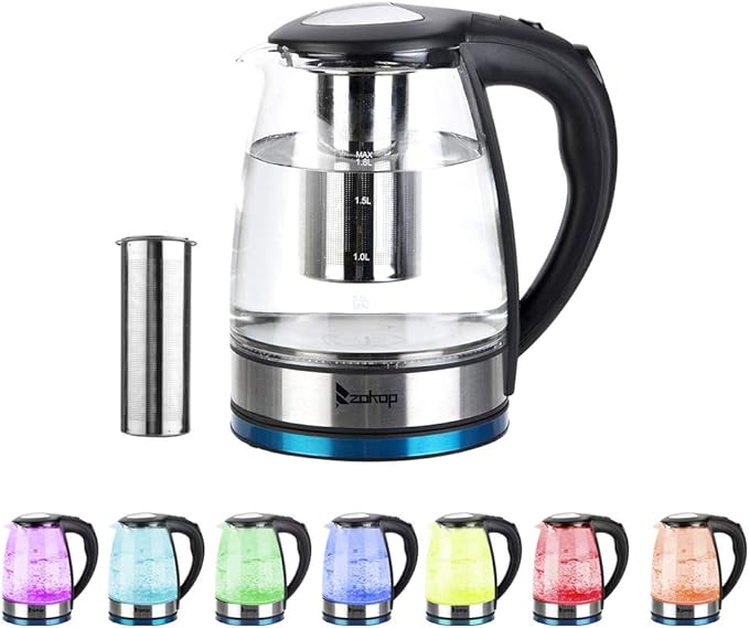 HD-1861-A 110V 1200W 1.8L Electric Glass Kettle US Plug