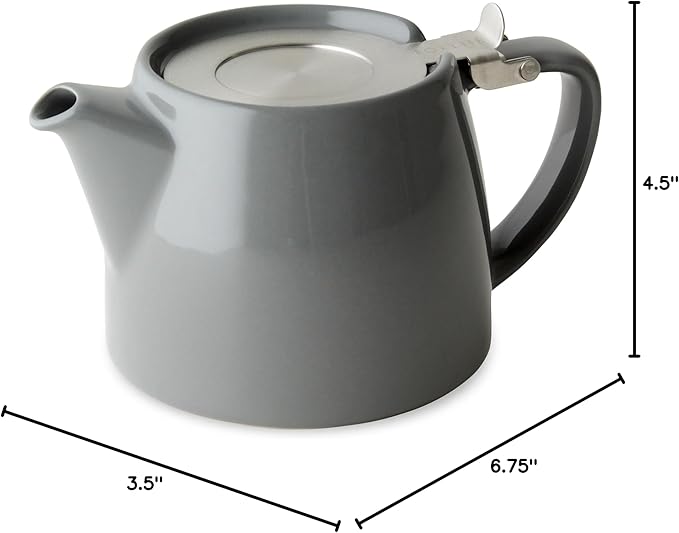 FORLIFE Stump Teapot with SLS Lid and Infuser, 18-Ounce, Gray