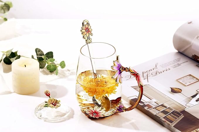 Luka Tech Friendship Gifts For Women,Friend Gifts For Women, Lovely Flower Tea Cup Coffee Mug Birthday Gifts For BFF, Female, Corworker, Bestie
