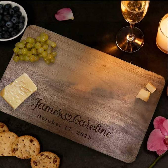 Personalized Cutting Board, Large 16”x10"x1” Hardwood Engraved Cutting Board with Gift Box, Gift for Wedding, Anniversary, Housewarming