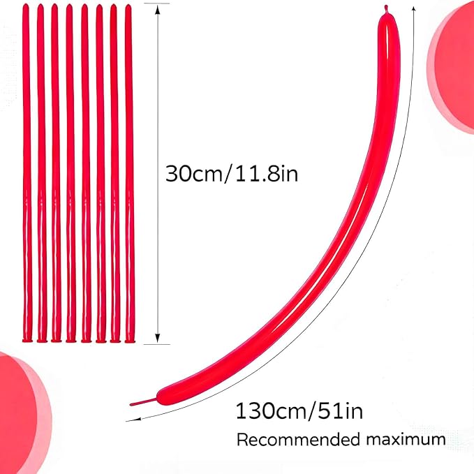 KAWKALSH 260 Red Long Balloons for Balloon Garland Thickening Skinny Latex Twisting Animals Modeling Christmas Birthday Wedding Party Festival Decorations 100pcs