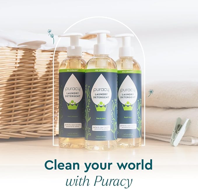 Puracy Laundry Detergent - Enzyme-Powered Liquid Laundry Detergent Concentrate, Natural Laundry Detergent Seen on TikTok, Non-Toxic (Free & Clear, 16 fl oz, 64 Loads)