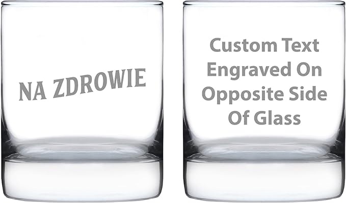 Custom Na Zdrowie - Polish Cheers - Personalized Whiskey Rocks Glass - Fun Poland Themed Gifts or Party Decor for Women and Men - 10.25 Oz
