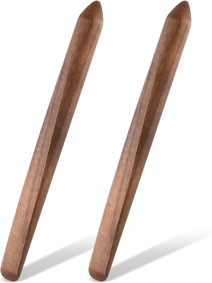 Hillban 2 Pcs 11 Inch Spurtle for Sourdough Stirring Stick Bread Mixing Stir Stick Bread Making Tools Paddle Wooden Dowel for Sourdough Spurtle Spatula Kitchen Cooking(Walnut)