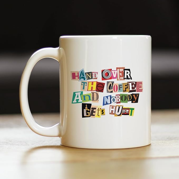 Bevvee Coffee Ransom Note Coffee Mug - Funny Sarcastic Coffee Mug Gifts for Coffee Lovers - 11oz White Ceramic