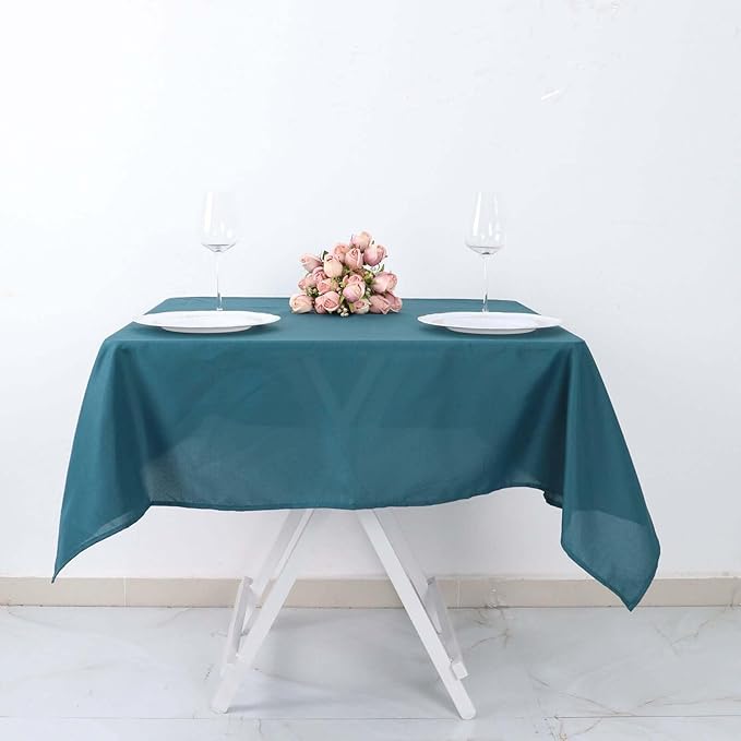 Efavormart 54x54 Peacock Teal Wholesale Linens Seamless Polyester Square Linen Tablecloth for Wedding Banquet Party Restaurant