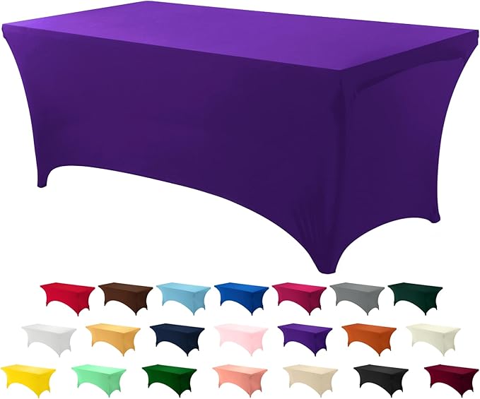 Utopia Kitchen Spandex Tablecloth 1 Pack [6FT, Purple] Tight, Fitted, Washable and Wrinkle Resistant Stretch Rectangular Patio Table Cover for Event, Wedding, Banquet & Parties [72Lx30Wx30H Inch]