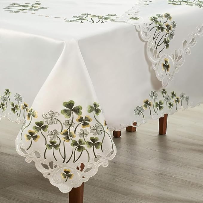 Decozen Ivory Table Cloth - Rectangle Lace Linen Tablecloth Intricate Cutouts Embroidery - Perfect for Kitchen Dining Room Table Home Decor Wedding Receptions - 60 x 120 inches - The Clem Collection
