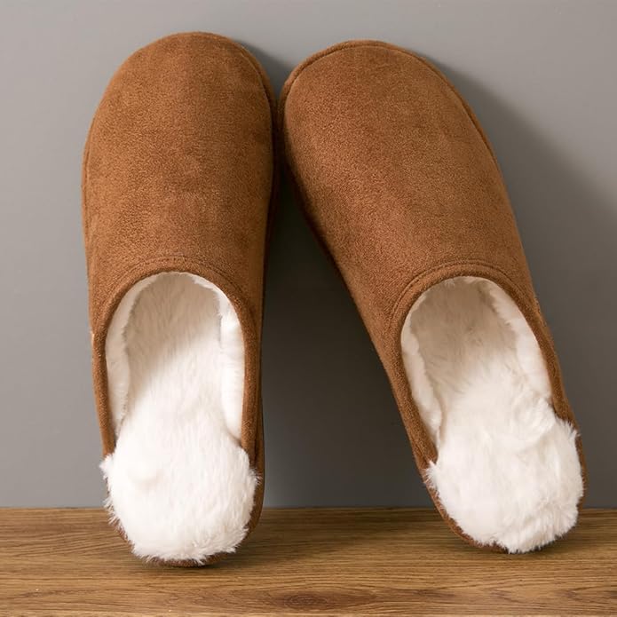 Roxoni Men's Warm Soft Furr House Memory Foam Slipper