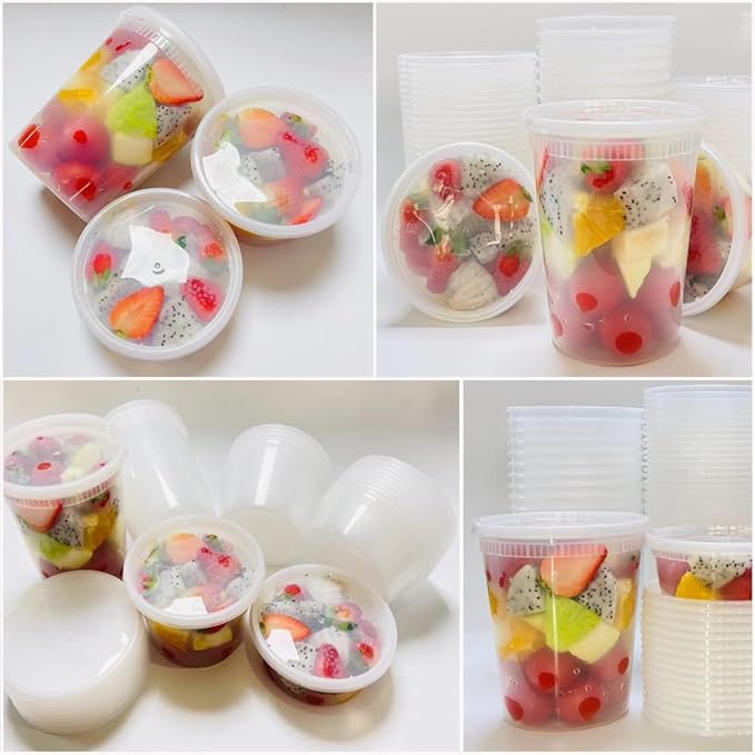 [80 Combo Sets] Food Storage Containers with Lids, 8oz, 16oz, 32oz Plastic Deli Containers with Lids Freezer Storage Containers, BPA Free Leakproof, Microwave | Dishwasher | Freezer Safe