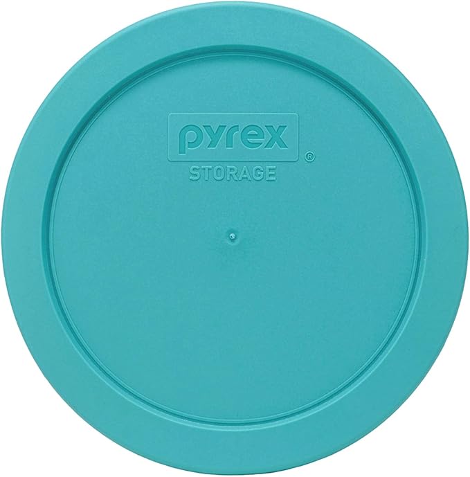 Pyrex 7201-PC Turquoise Round 4-Cup Plastic Food Storage Lid - Original Genuine Pyrex Lids -Made in the USA - 2 Pack