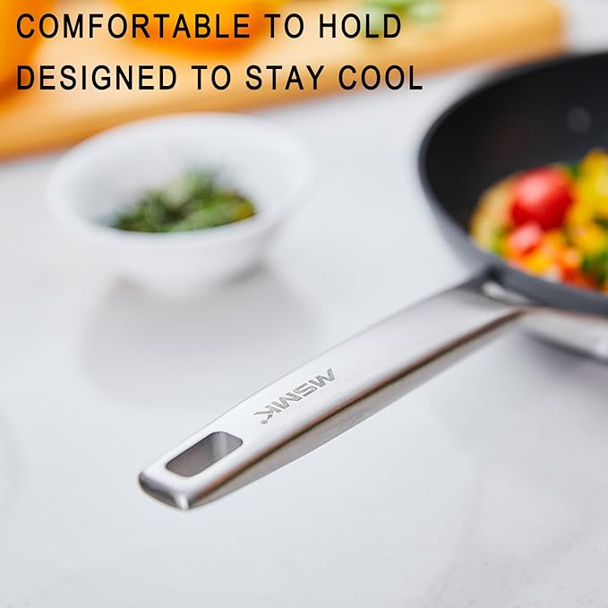 MsMk 5-Piece Pots and Pans set, Durable Non Stick Coating From USA, Kitchen Cookware sets, even heating, comfortable handling, Induction Compatibility for Home Cooking, Oven Safe, Dishwasher Safe