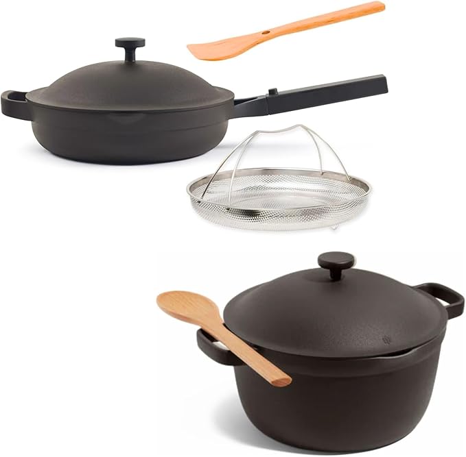 Our Place Cookware Duo | 7-Piece Ceramic Cookware Set with 10.5" Always Pan 2.0, 5.5 Qt Perfect Pot & Strainer Basket | Induction & Oven Safe up to 450°F | Nonstick, Non-Toxic Cookware | Char