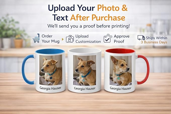 Personalized Photo Coffee Mug – Custom Picture, Text or Company Logo – Unique Gift for Mom, Dad, Friends, Pets – Birthday, Christmas, Anniversary – 11oz Ceramic Mug (Dishwasher & Microwave Safe)