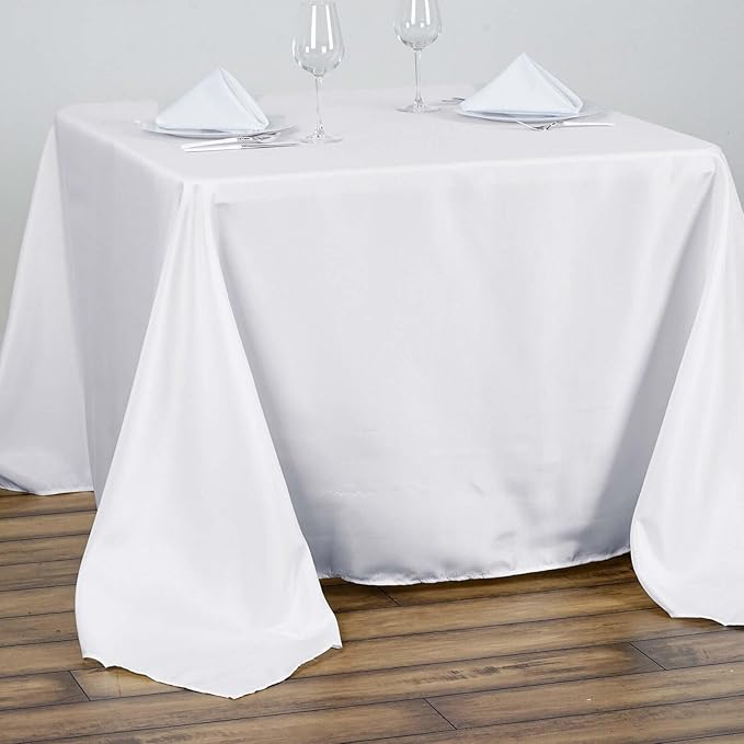 Efavormart 90" White Wholesale Linens Polyester Square Linen Tablecloth for Kitchen Dining Catering Wedding Birthday Party Events